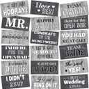 24 Designs Wedding Photo Booth Props Double Sided 11.02 * 5.51' Photo Booth Props Wedding Marriage Parties Decorations Set DIY Water Proof Selfie Signs PVC Printing for Bridal Party Supplies