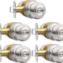 AEEKEL Brushed Nickel Door Knobs Interior Keyless Knob, Privacy Door Knob with Lock, 5 Pack Door Locks for Bedrooms Bathroom, Reversible for Left/Right Door Handle