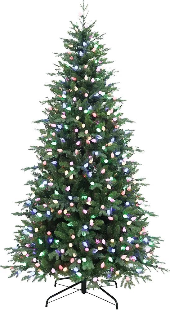 Smart Christmas Trees, App Compatible with Amazon Alexa & Google Nest Voice Control, Prelit 7.5ft Tree, 500 C7 LED Color Changing Lights