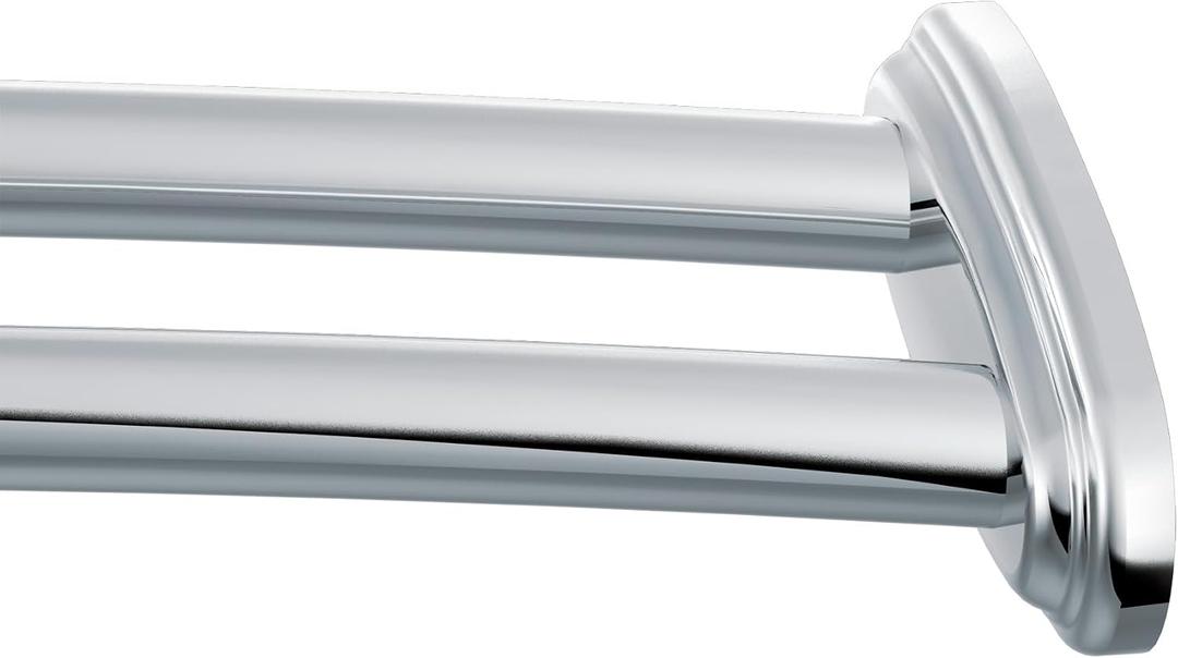 Moen Chrome 60 Inch Adjustable Stainless Steel Double Curve Shower Rod for 5ft Long Shower Tubs, DN2141CH