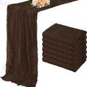 10FT 6 Pack Brown Cheesecloth Table Runner 20 x 120 Inch Long Boho Fabric Rustic Cheese Cloth Table Runner for Wedding Bridal Shower Baby Shower Gauze Sheer Birthday Party Table Decorations