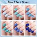 GELLEN Teal Green & Blue Nail Polish, Quick Air Dry Non-Gel Regular Nail Polish No Light Needed, 6-color Blue Set For Finger Toe & Fake Nails Home Salon Summer Winter | Toxin TPO HEMA Free