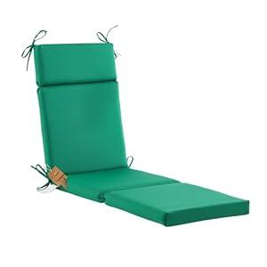 CAYIP Outdoor Chasie Lounge Tufted Thick Cushion with Ties, Replacement Wicker Chair Cushion for Paito Fruniture, 72x21x3inches, All Weather, Hunter Green
