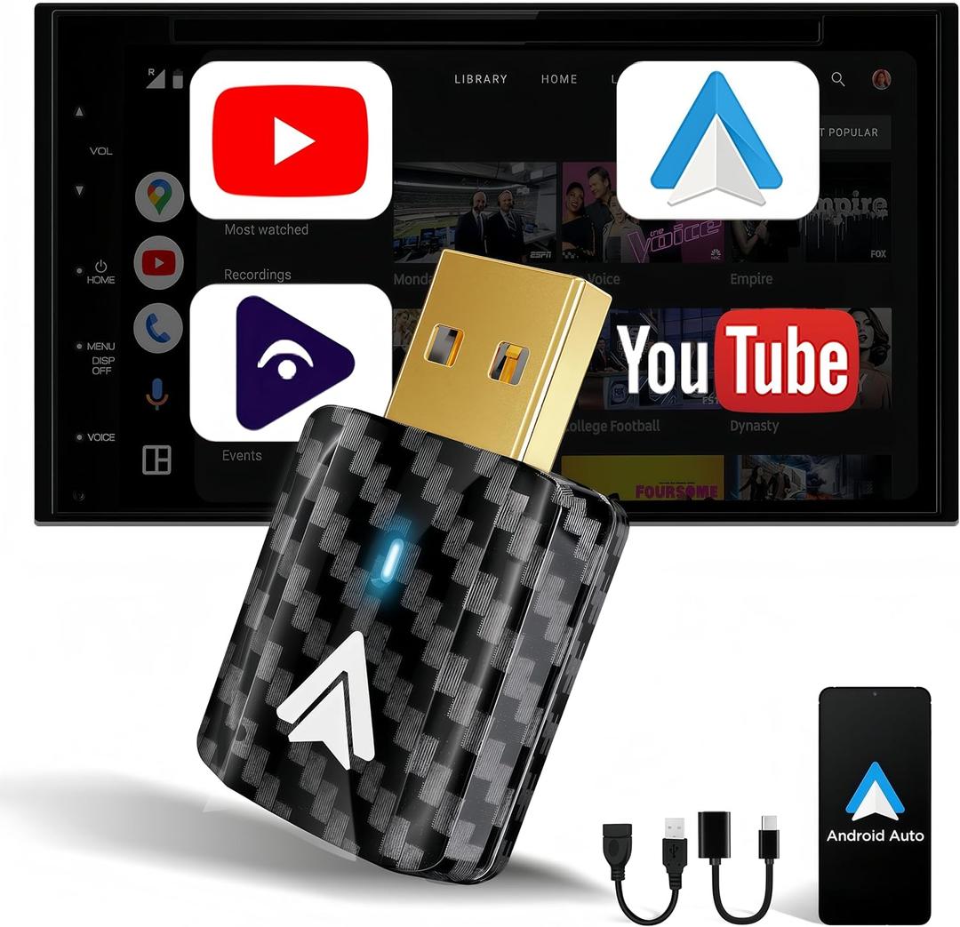 Mini Android Auto Wireless Adapter - Support YouTube, for Car USB Small Dongle Plug&Play, for Car Models 2017 Above with Wired AndroidAuto, Only for Android Phones Version 11 Above, Gray Black