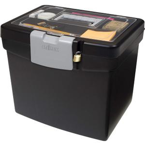 Storex File Storage Box Translucent Storage Lid, Black 1-Pack (61504F01C),  Holds up to 30 lbs., 
Style	Letter Size with XL Lid
