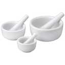 HIC Kitchen Mortar and Pestle Set, Fine Porcelain, Set of 3 Sizes, Spice Herb Grinder, Pill Crusher, Nut Butter Maker