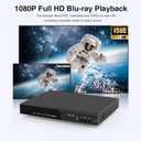 Blu Ray Player Dolby Digital TrueHD/DTS and 1080P Full HD, Plays Region A/1 Blu-Rays and All DVDs, Supports 128GB USB Playback + HDMI/AV/Coaxial Output + Built-in NTSC/PAL with HDMI/AV Cable