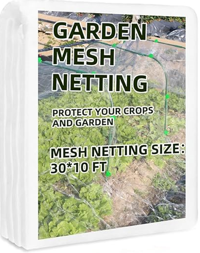 Garden Netting 10x30FT Ultra Fine Mesh Mosquito Netting Plant Covers, White Bird Netting Barrier Greenhouse Row Cover Protect Fruits Flower Vegetables from Birds Deer & Squirrels
