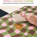 HAOCOO Checkered Desk Mat, Cute Leather Mouse Pad, 35.4" x 15.7" Keyboard Pad Office Accessories, Non-Slip Desktop Mat, Gingham Laptop Pad with Stitched Edge Desk Cover Mat(Green)