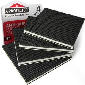 X-PROTECTOR Non Slip Furniture Pads 4 PCS Premium Furniture Grippers 6"! Best SelfAdhesive Rubber Feet Furniture Feet Ideal Non Skid Furniture Pad Floor Protectors Keep Furniture in Place