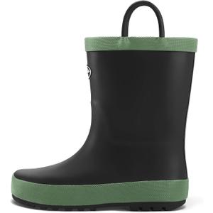 K KomForme Kids Rain Boots, Waterproof Rubber Matte Boots with Easy-on Handles (1 Big Kid) 7.9