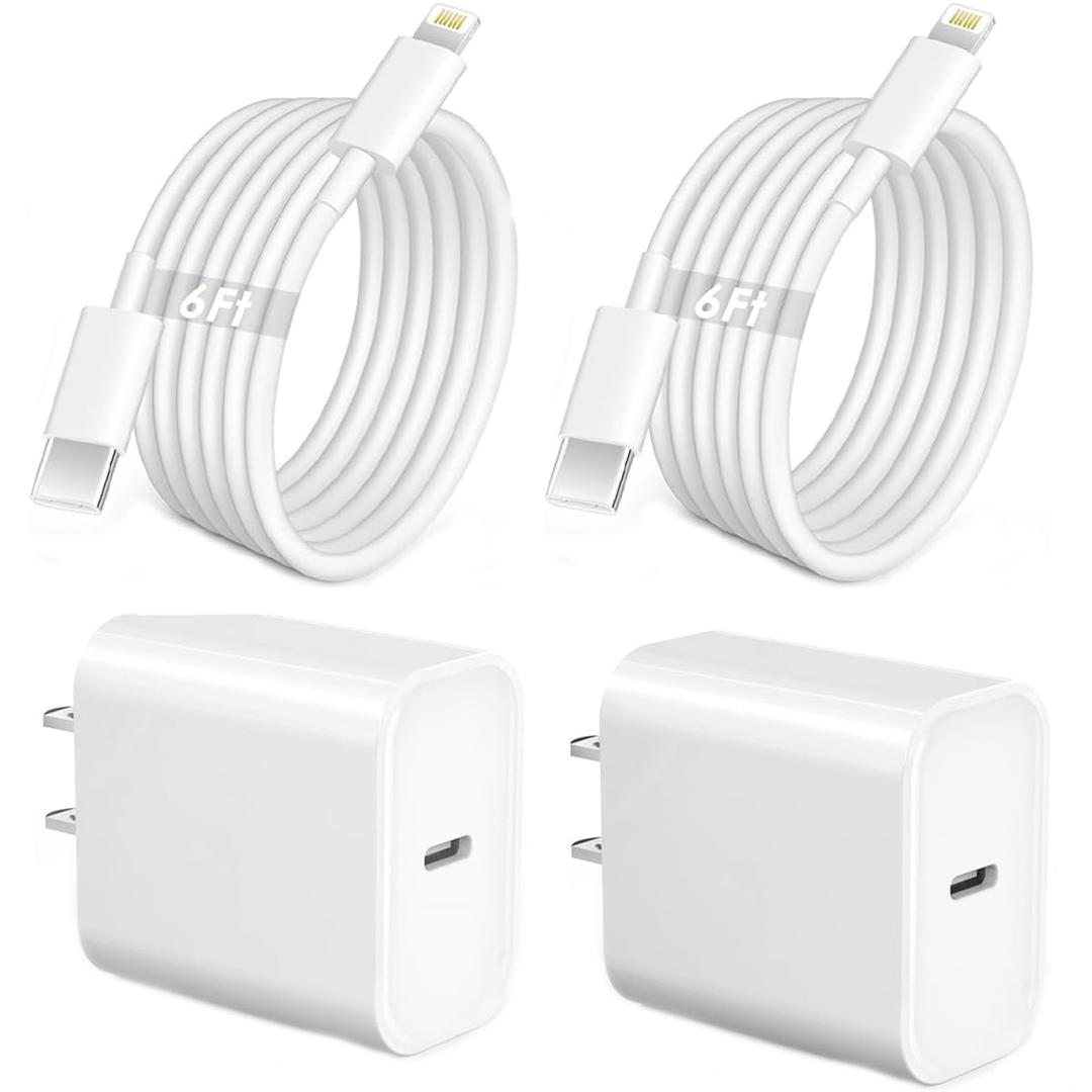 iPhone Fast Charger,Phone 14 13 12 11 Fast Charger USB C Wall Charger with 2-Pack 6FT Fast Charging Cable Compatible with iPhone 14/14 Pro/14 Pro Max/i Phone 13pro/12/11/X/8/7/6/iPad Pro/Mini/AirPods