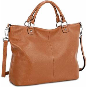 Kattee Women's Soft Leather Tote Bag, Top Satchel Purses and Handbags (Large, Burnt Orange)