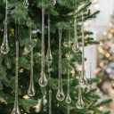 LOYIM Clear Glass Teardrop Winter Ornaments Crystal Raindrop Hanging Ornaments Crystal Chandelier Drop Pendant Icicles Decorations for Christmas Tree Winter Party Supplies(22 Pcs,4 Large Size)
