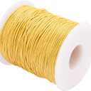 PH PandaHall 1mm Waxed Cotton Cord, 100 Yards Yellow Waxed Thread Beading String for Bracelet, Necklace, Jewelry, Waist Beads Making, Crafting, Macrame