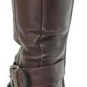 DECARSDZ Women's Mid-Calf Boots Fall Low Heel Fashion Ladies Combat Motorcycle Boots (8, Brown)