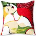 1 Pcs Embroidered Decorative Throw Pillow Covers Modern Geometry Throw Pillows Case for Sofa Decor Square Cushion Cover Outdoor Pillow Cases 18 x 18 Inch (Green) (White)