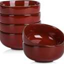 vicrays Ceramic Cereal Bowls Set - Porcelain 26 Ounce Soup Salad Bowls - Rice Dessert Cream Bowls Set - Chip Resistant Dishwasher Microwave Safe - Set of 6 (Cherry Red)