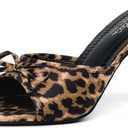 Mostrin Kitten Heels for Women Round Toe Heels With Bow Vintage Mules Sexy Slip on Stiletto Backless Sandals for Party Daily (9.5, Leopard)