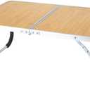 Portable Folding Table, Outdoor Folding Table, Folding Beach Table, Laptop Table, Suitable for Outdoor Travel, Camping, Beach, Barbecue, Picnic, Party, Patio, Etc. (Bamboo Color)
