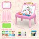 Cokzer Unicorn Gift for 1-2 Years Old Girl, Magnetic Drawing Board with Magnetic Letters and Numbers, Portable Toddler Educational Toy, Birthday for 1-2 Years Old Girl (Pink)