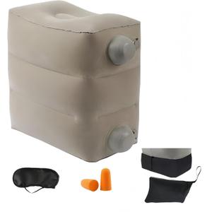 Inflatable Travel Foot Rest Pillow Adjustable Height Leg Pillow for Airplane, Train, car, Home, Flat Bed for Kids and Toddlers/Grey