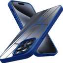 Magnetic for iPhone 15 Pro Max Case with Slim,Transparent Crystal Clear Slim Hard PC Shockproof Anti-Scratch Full Protective Cover Blue 16-IP15PM-03