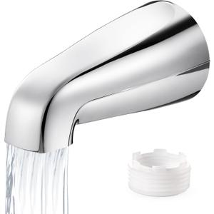 Fosenlion Universal Bathtub Faucet Replacement Tub Spout –– Fast-Fill, No-Leak Metal Faucet, Easy Installation, Fits 1/ 2" IPS & 3/ 4" IPS Thread Pipes, Includes Adapter (Chrome)