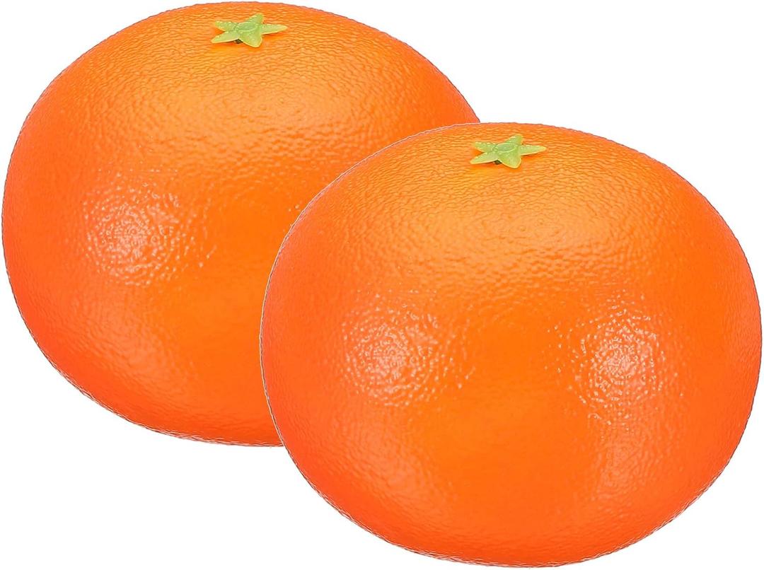 PATIKIL 2 Pcs Artificial Orange, Foam Simulation Fake Orange Lifelike Realistic Faux Fake Fruit Model for Home Kitchen Party Decoration, Photography Props