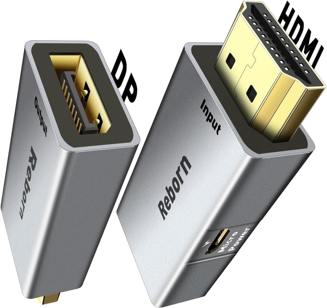 Reborn HDMI to DisplayPort Adapter | 4K@60Hz HDMI (Source) 2.0 Male to DP (Display) 1.2 Female Converter [1Pack] Display Port Adapter Compatible with Laptop,AMD,NVIDIA,PS5,Xbox and More