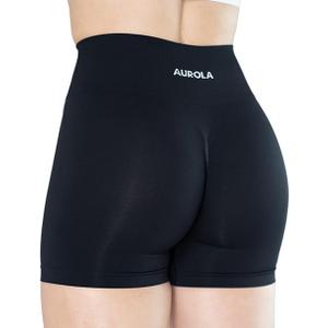 AUROLA Dream Collection Women Workout Shorts High Waist Gym Shorts, Scrunch Butt Seamless Athletic Shorts ( Dark Black, XS)