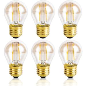 Vintage Amber Light Bulbs 25 watt Equivalent Dimmable E26 LED Bulb 2500K Warm Light, 2W LED Globe Edison Decorative Light Bulb, 6 Pack