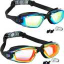 Swim Goggles - 2 Pack Swimming Goggles Anti Fog No Leaking For Adult Women Men (Aqua & Orange)