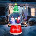 7.6 FT Christmas Inflatable Outdoor Decorations, Inflatable Snow Globe with Santa Claus and Snowman Built-in LED Lights Blow Up Yard Decorations for Holiday Indoor Outdoor Party Garden Lawn