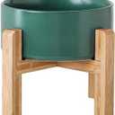 Petygooing 28 OZ Green Elevated/Raised Ceramic Dog Bowl for Small and Medium Breeds, Dog Food Water Dish with Stand,Pet Feeding Bowl with Anti Slip Rubber for Cats Small and Medium Dogs (3.6 Cups)