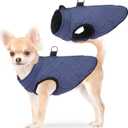 SCENEREAL Winter Dog Vest Coat with Built-in Harness, Warm Puppy Jacket for Small to Medium Dogs, Cold Weather Coat with Zipper, Fleece Puffer Vest Windproof Snow Clothes (XS(Chest 11.5"), #1 Rolay Bule-Matte)