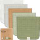 KeaBabies Cotton Muslin Burp Cloths Baby Boy, Girl - 5-Pack Soft & Absorbent Burping Cloth for Babies, Large Baby Towels & Washcloths for Newborn, Spit Up Rags, No Shrink, 20x10" (Pine)