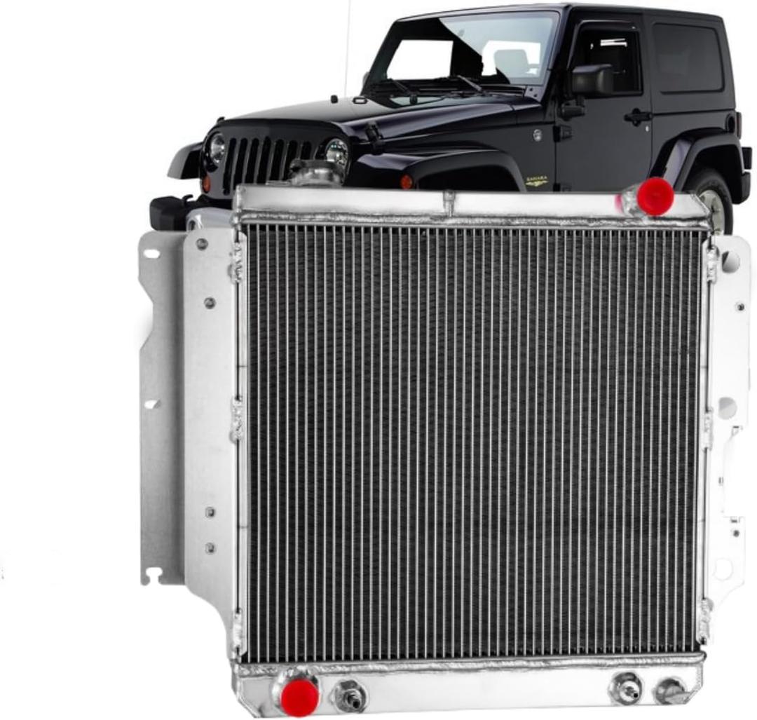 3 Row Aluminum Radiator Compatible with 1987-2006 Jeep Wrangler TJ YJ 2.4 2.5 4.0 4.2L