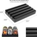 Challenge Coin Holder Display Case 4 Row Solid Wood Military Coin Rack Small Army Coin Stand Holds 12 Coins, Black Finish