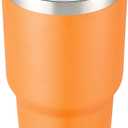 30 oz Tumbler with Lid Stainless Steel Tumblers Vacuum Insulated Cup Reusable Powder Coated Travel Mug Double Wall Leak Proof Portable Cups Keep Cold Drinks for 12 Hours, Orange, 1 Pack