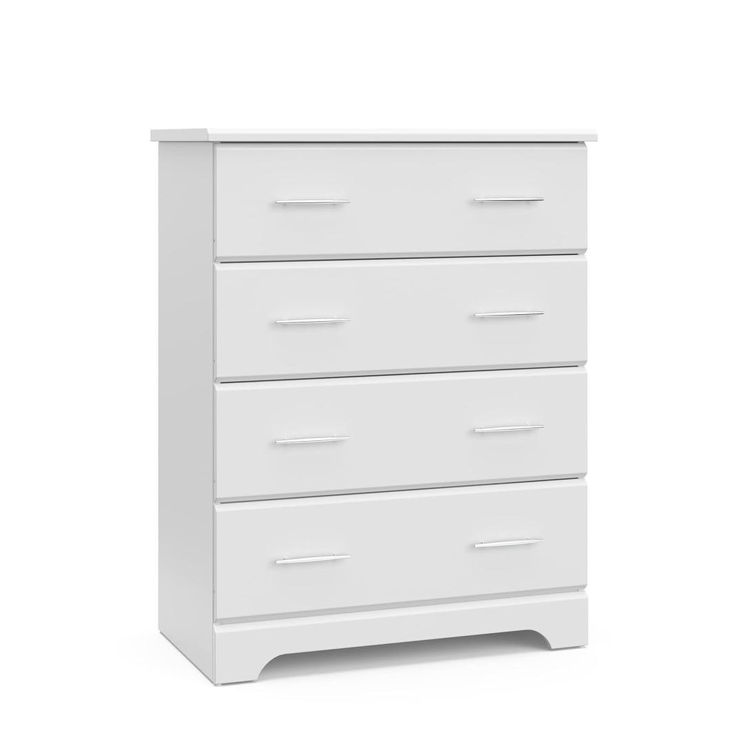 Storkcraft Brookside 4 Drawer Dresser (White) GREENGUARD Gold Certified, Nursery Dresser for Kids Bedroom, Chest of Drawers