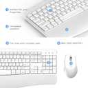 Ergonomic Keyboard and Mouse Combo, Full Size Cordless Computer Keyboard with Palm Wrist Rest Ergonomic Mouse for Windows Computers Laptops - White