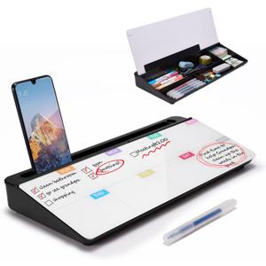 TSJ OFFICE Whiteboard Weekly Dry-Erase-Board - Desktop White Board Calendar Desk Organizers with Accessories Computer Keyboard Stand with Drawer, for Office, Home, School Supplies