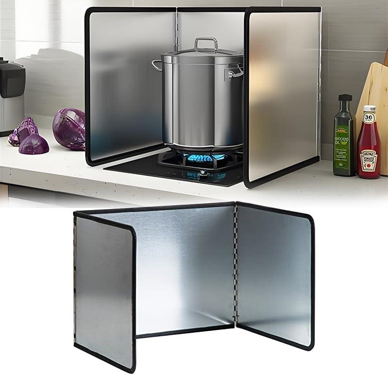 3 Sided Splatter Guard,Foldable Stainless Steel Oil Splatter Screens for Frying,Oil Splash Insulation Board,Nonstick Oil Splatter Guard Stove Insulation Board(L: 15" x W: 11.4" x H: 12")