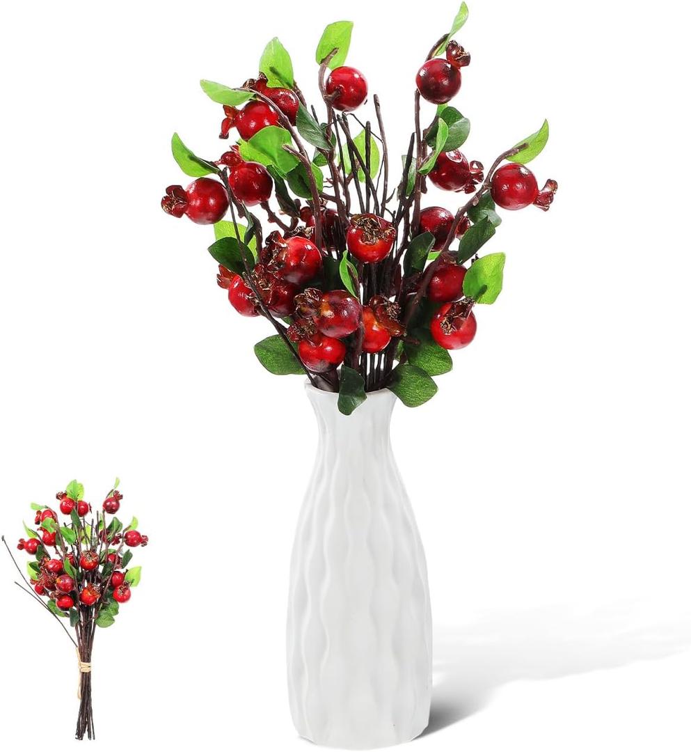 Healifty Artificial Rosehip Berries Faux Pomegranate Floral Accessories Simulated Pomegranate Fruit Stem 12.59 in for Home Decor Wedding Party DIY Flower Arrangements Office