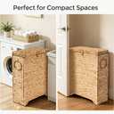 Slim Wicker Laundry Hamper with Lid, 55L Laundry Basket