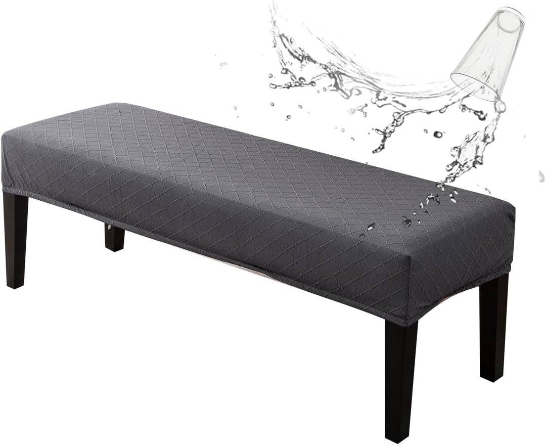 Genina Stretch Dining Bench Covers, Waterproof Stretch Jacquard Bench Seat Protector Cover, Rectangular Bench Cover for bedrooms, Living Rooms, Kitchens, Removable, Washable