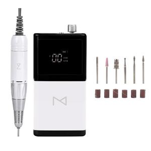M - E-ZDrill Rechargeable Electric Nail Drill, 35k RPM, Smart Speed & Battery LCD, Portable Lightweight, Forward/ Reverse, Aluminum Metal, Acetone Resistant Nail Drill (White)