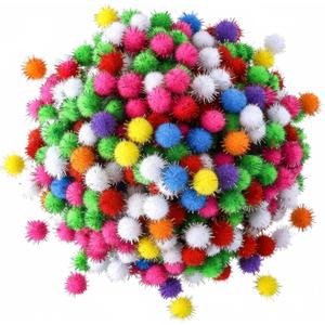 HESTYA 500 Pieces 0.5 Inch Sparkly Christmas Pompoms Dazzling Fluffy Pom Poms Balls Small Glitter Felt Pompoms for Craft DIY Home Decorations Hobby Supplies (Colorful)