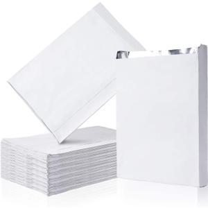 EUSOAR Kraft Paper Kitchen Bags, 100pcs 6.2x10.2x1.5 Inches Aluminum Foil Lunch Bag, Oilproof Burger Bags, Good for BBQ, Cookie, Popcorn Bag (White)